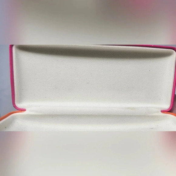 Kate Spade New York Sunglasses Case Pink Orange Faux Leather Clamshell Hardcase - Picture 10 of 13